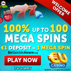 €U.Casino 150 free spinow+do 350€ w bonusach powitalnych NewEUwelcomepackage_250x250_EN